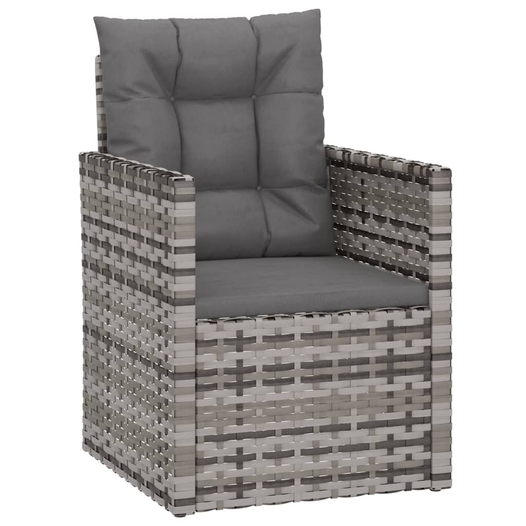 Set Divani da Esterno 3 pz con Cuscini in Polyrattan Grigio 319193