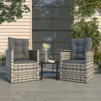 Set Divani da Esterno 3 pz con Cuscini in Polyrattan Grigio cod mxl 35214