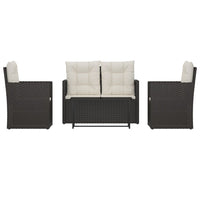 Set Salotto da Esterno 4 pz con Cuscini in Polyrattan Nero cod mxl 35211