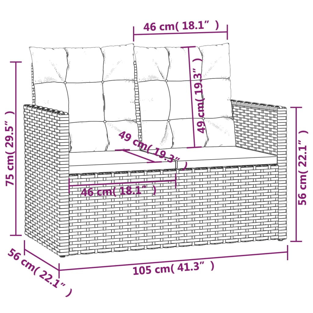 Set Salotto da Esterno 4 pz con Cuscini in Polyrattan Nero 319196