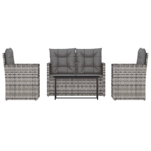 Set Divani da Esterno 4 pz con Cuscini in Polyrattan Grigio cod mxl 35070