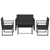 Set Divani da Giardino 4 pz con Cuscini Nero in Polyrattan cod mxl 60361