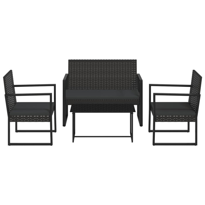 Set Divani da Giardino 4 pz con Cuscini Nero in Polyrattan cod mxl 60361