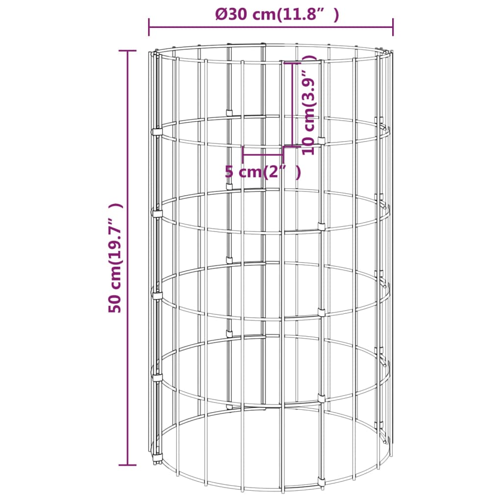 Fioriere Rialzate Gabbioni Circolari 4 pz Ø30x50/100/150/200 cm cod mxl 66646