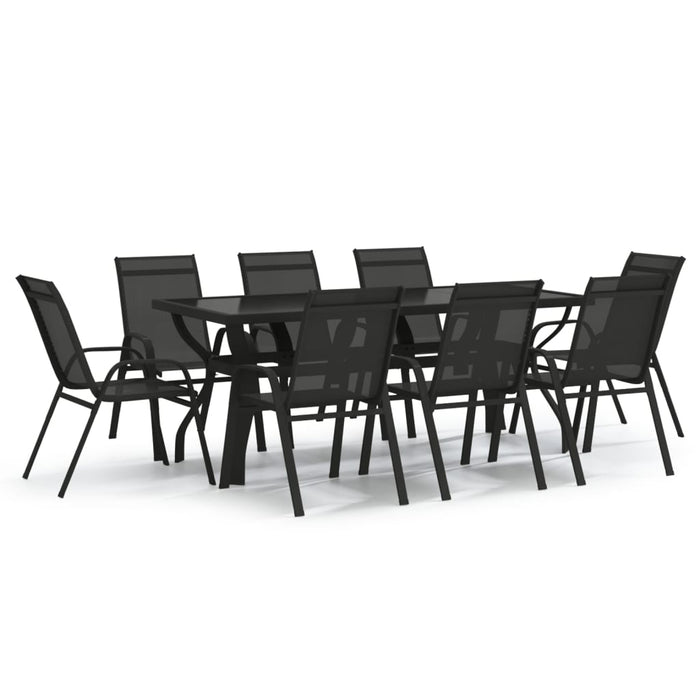 Set Mobili da Pranzo per Giardino 9 pz Nero cod mxl 51273