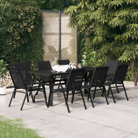 Set Mobili da Pranzo per Giardino 9 pz Nero cod mxl 51273