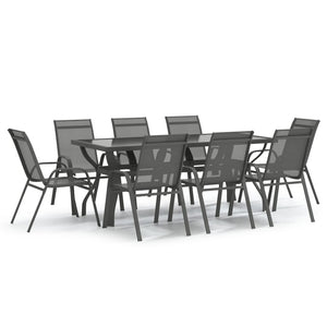 Set da Pranzo per Giardino 9 pz Grigio e Nero cod mxl 43294