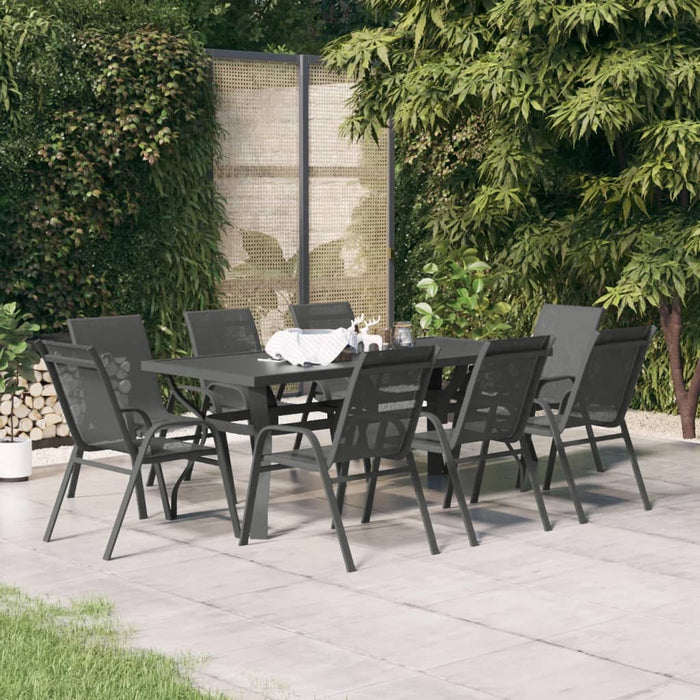 Set da Pranzo per Giardino 9 pz Grigio e Nero cod mxl 43294