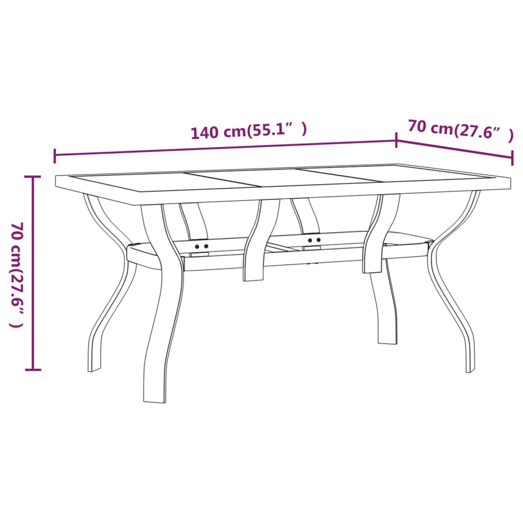 Set da Pranzo da Giardino 7 pz Nero cod mxl 43465