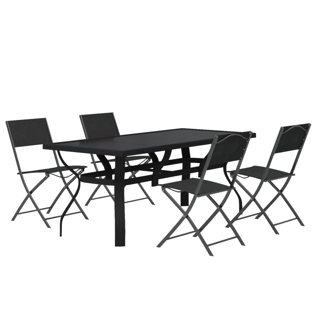 Set da Pranzo da Giardino 5 pz Grigio e Nero 3102920