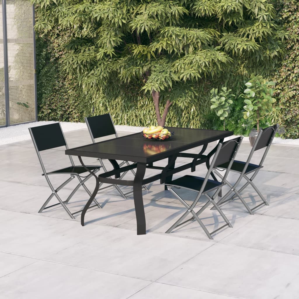 Set da Pranzo da Giardino 5 pz Grigio e Nero 3102920