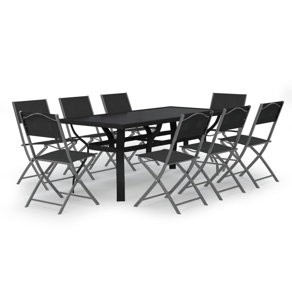 Set da Pranzo per Giardino 9 pz Grigio e Nero cod mxl 42770