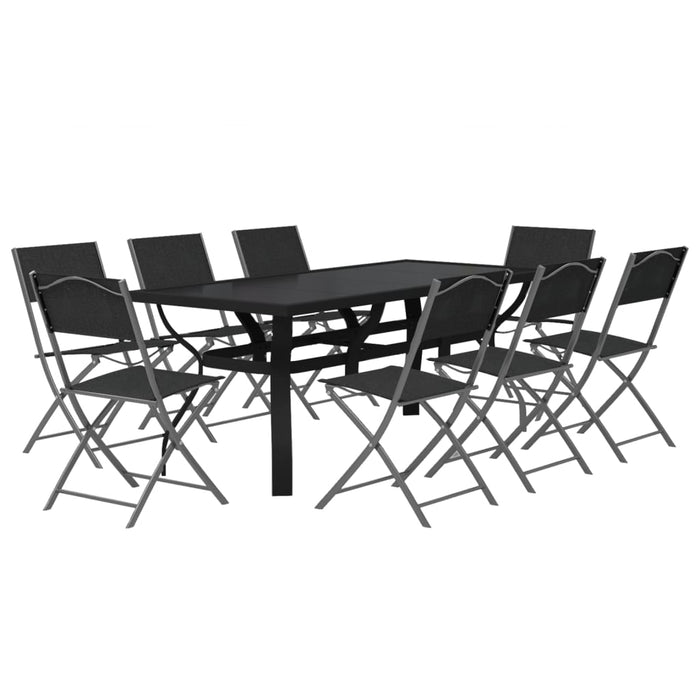 Set da Pranzo per Giardino 9 pz Grigio e Nero cod mxl 42770