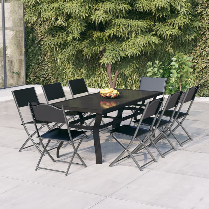 Set da Pranzo per Giardino 9 pz Grigio e Nero cod mxl 42770