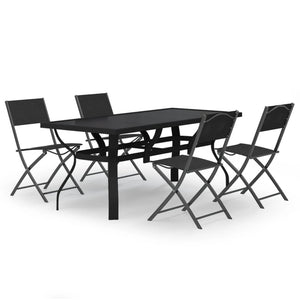 Set da Pranzo per Giardino 5 pz Grigio e Nero cod mxl 44603