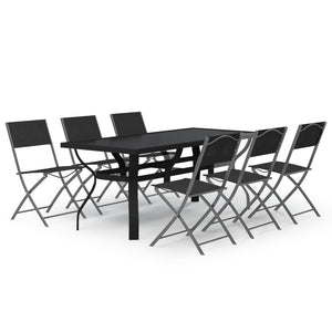 Set da Pranzo per Giardino 7 pz Grigio e Nero cod mxl 42688