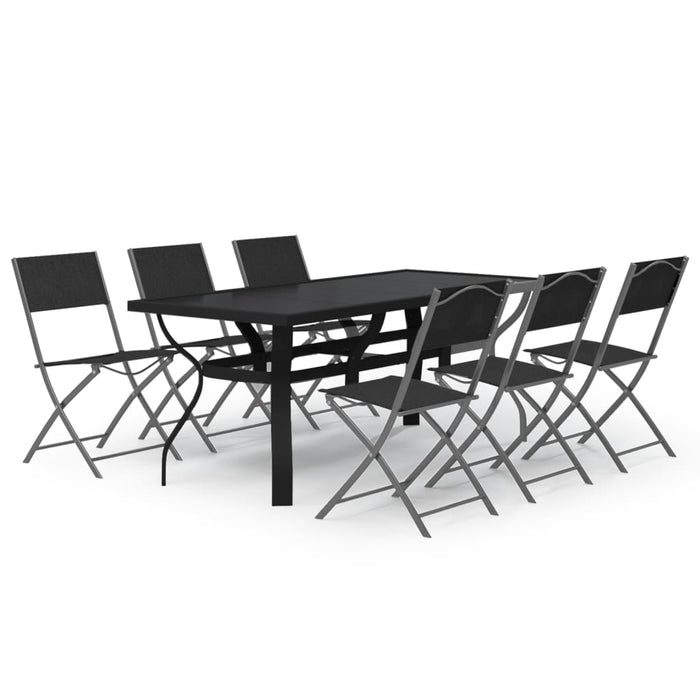 Set da Pranzo per Giardino 7 pz Grigio e Nero 3102924