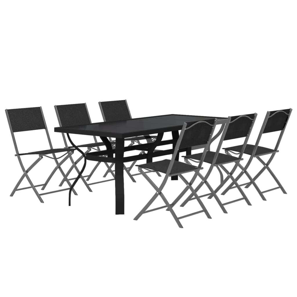 Set da Pranzo per Giardino 7 pz Grigio e Nero cod mxl 42688