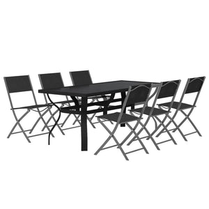 Set da Pranzo per Giardino 7 pz Grigio e Nero cod mxl 42688