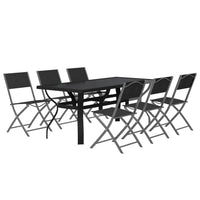 Set da Pranzo per Giardino 7 pz Grigio e Nero 3102924