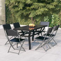 Set da Pranzo per Giardino 7 pz Grigio e Nero cod mxl 42688