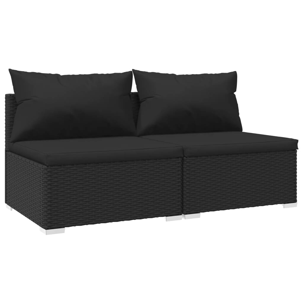 Set Divani da Giardino 2 pz con Cuscini in Polyrattan Nero cod mxl 45377