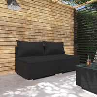 Set Divani da Giardino 2 pz con Cuscini in Polyrattan Nero cod mxl 45377