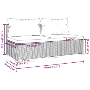 Set Divani da Giardino con Cuscini 2 pz in Polyrattan Marrone cod mxl 35396