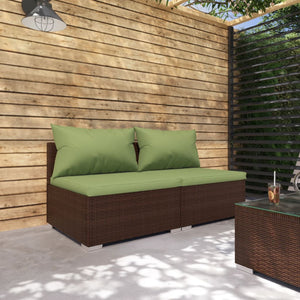 Set Divani da Giardino 2 pz con Cuscini in Polyrattan Marrone 3101396