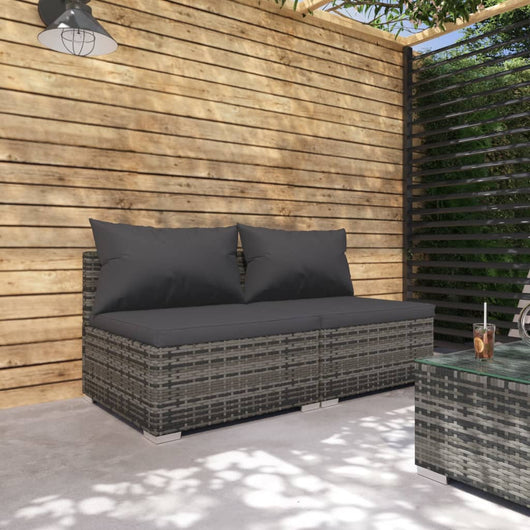 Set Divani da Giardino con Cuscini 2 pz in Polyrattan Grigio cod mxl 40362