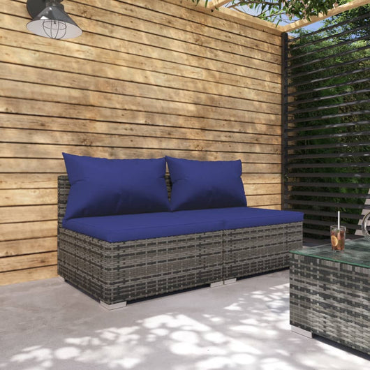 Set Divani da Giardino 2 pz con Cuscini in Polyrattan Grigio 3101398