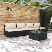 Set Divani da Giardino con Cuscini 5 pz in Polyrattan Nero cod mxl 56300