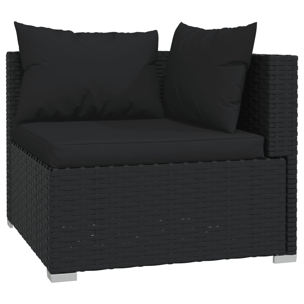 Set Divani da Giardino 4 pz con Cuscini in Polyrattan Nero 3101416