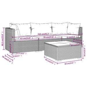 Set Divani da Giardino 4 pz con Cuscini in Polyrattan Nero cod mxl 39981