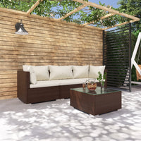 Set Divani da Giardino 4 pz con Cuscini in Polyrattan Marrone cod mxl 40828