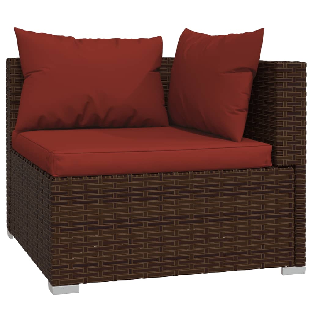 Set Divani da Giardino 4 pz con Cuscini in Polyrattan Marrone cod mxl 36968