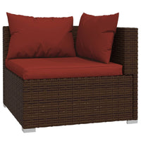 Set Divani da Giardino 4 pz con Cuscini in Polyrattan Marrone cod mxl 36968