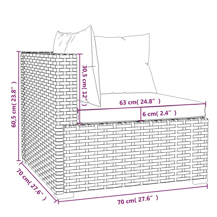 Set Divani da Giardino 4 pz con Cuscini in Polyrattan Grigio 3101422