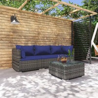 Set Divani da Giardino 4 pz con Cuscini in Polyrattan Grigio cod mxl 35050