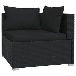 Set Divani da Giardino 4 pz con Cuscini in Polyrattan Nero 3101424