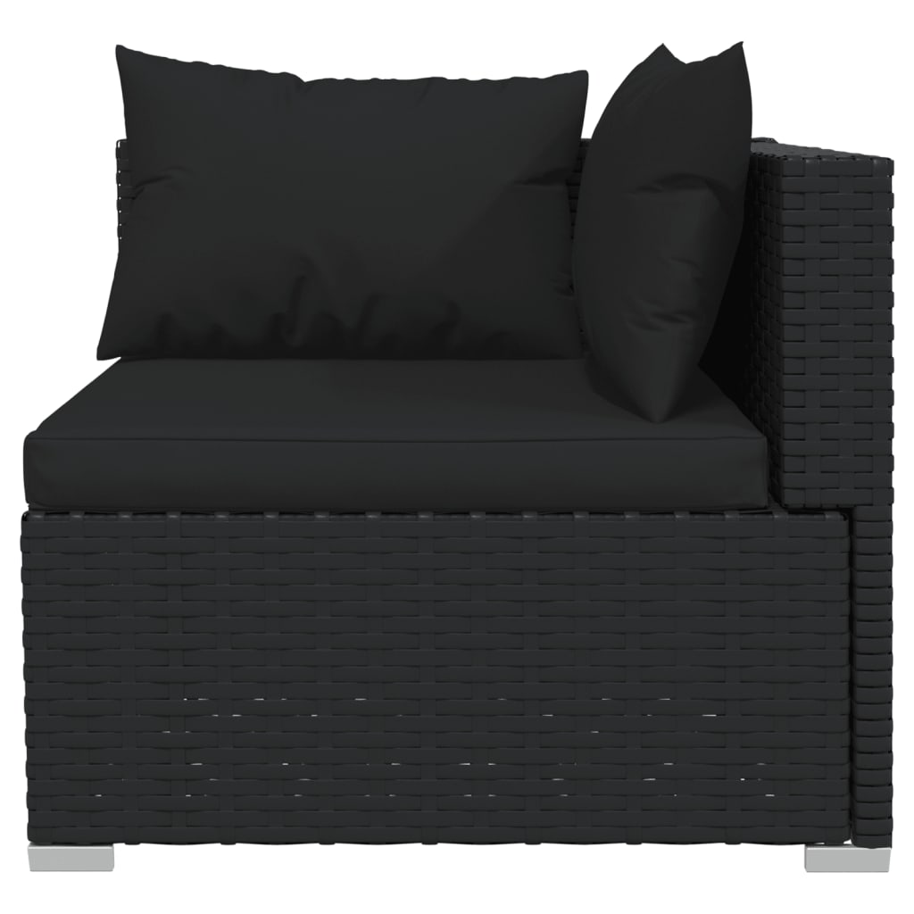 Set Divani da Giardino 4 pz con Cuscini in Polyrattan Nero 3101424