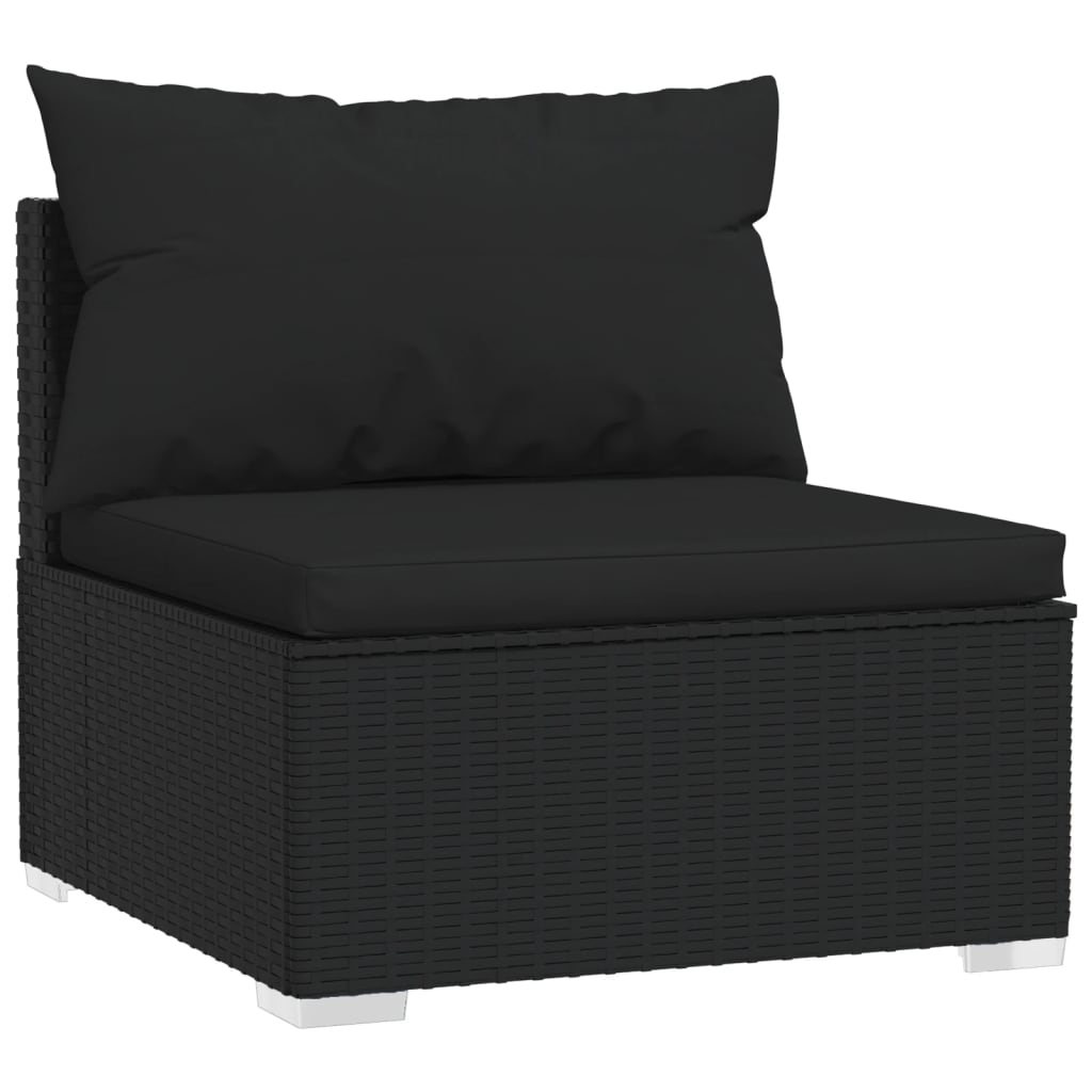 Set Divani da Giardino 4 pz con Cuscini in Polyrattan Nero 3101424