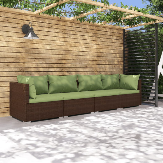 Set Divani da Giardino 4 pz con Cuscini in Polyrattan Marrone 3101428