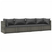 Set Divani da Giardino 4 pz con Cuscini in Polyrattan Grigio 3101429