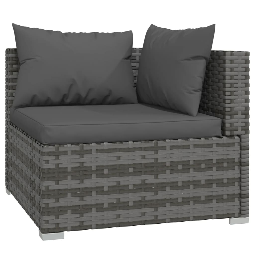 Set Divani da Giardino 4 pz con Cuscini in Polyrattan Grigio 3101429