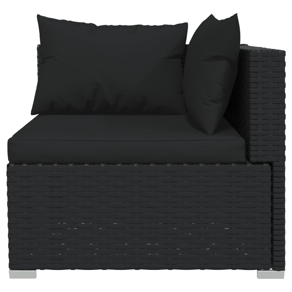 Set Divani da Giardino 5 pz con Cuscini in Polyrattan Nero 3101432