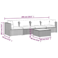 Set Divani da Giardino 5 pz con Cuscini in Polyrattan Marrone 3101436