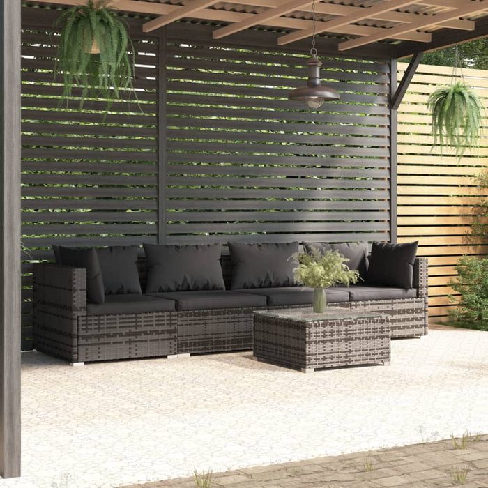 Set Divani da Giardino 5 pz con Cuscini in Polyrattan Grigio 3101437