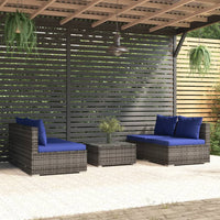 Set Divani da Giardino 5 pz con Cuscini in Polyrattan Grigio cod mxl 44716