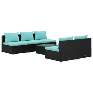 Set Mobili da Giardino 6 pz con Cuscini in Polyrattan Nero 3101449